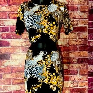 Versace Style Baroque Skirt Set